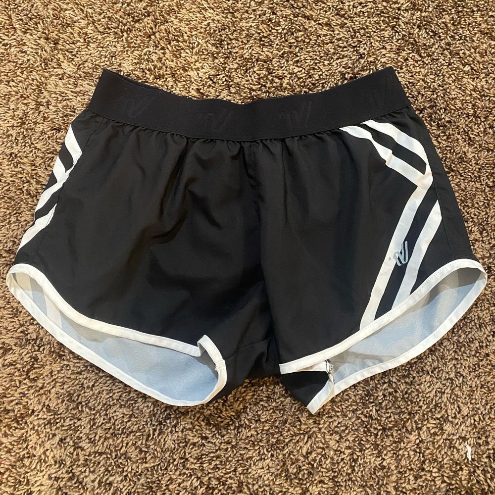 Black varsity athletic shorts